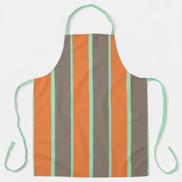 Delantal Patrón de rayas verdes, grises y naranjas