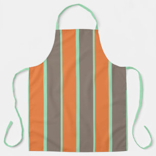 Delantal Patrón de rayas verdes, grises y naranjas