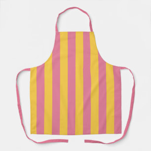 Delantal Patrón de rayas verticales rosa y amarillo vibrant