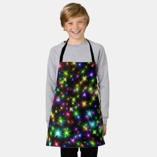 Delantal Patrón de rayos de estrella de Navidad multicolor