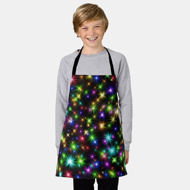 Delantal Patrón de rayos de estrella de Navidad multicolor (Gastado)