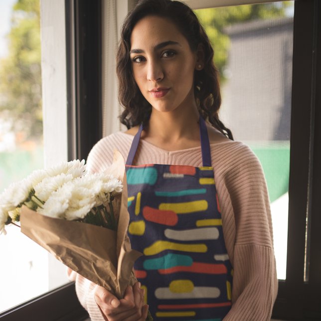 Delantal Patrón de rectángulo redondeado geométrico (Geometric multi color shapes)