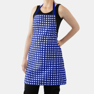 Delantal Patrón de rejilla de cobalto azul y blanco