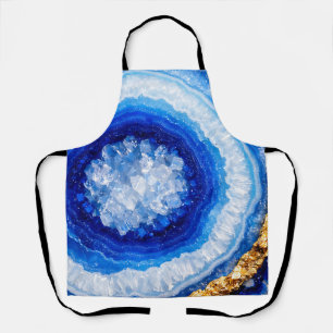 Delantal Patrón de resina de geoda de oro azul