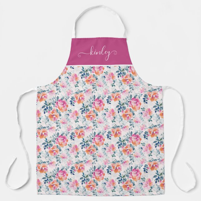 Delantal Patrón de Rosas pintados (Anverso)