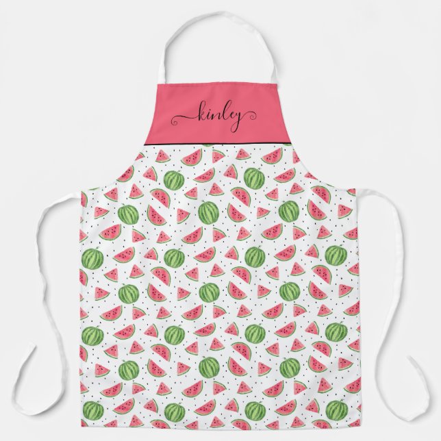 Delantal Patrón de sandías de color neón (Anverso)
