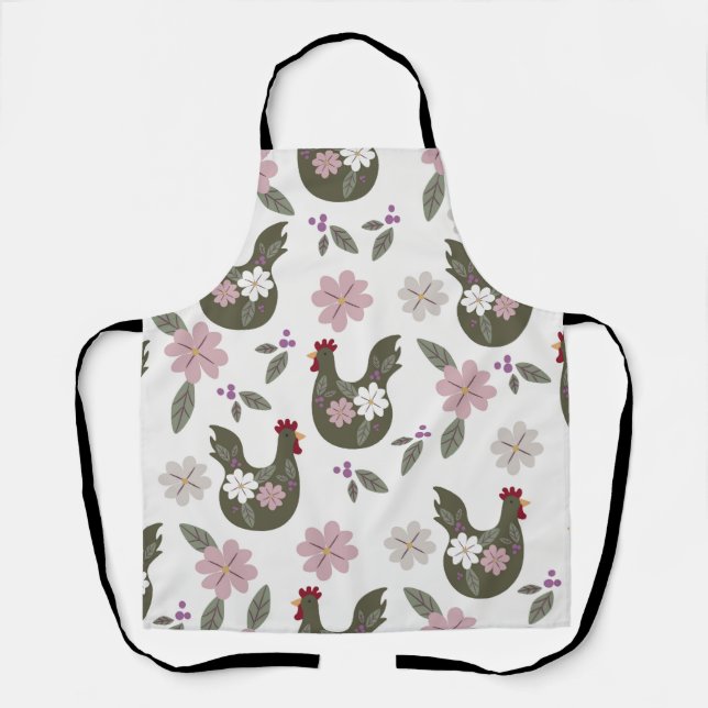 Delantal Patrón de Semana Santa sin fisuras con pollo. (Anverso)