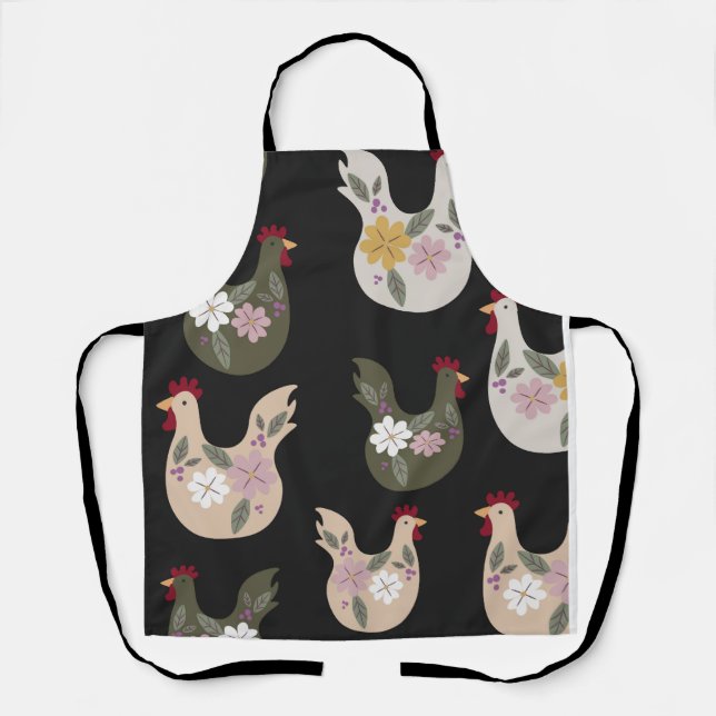 Delantal Patrón de Semana Santa sin fisuras con pollo. (Anverso)
