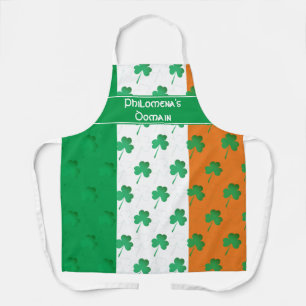 Delantal Patrón de SHAMROCK   Apron de bandera irlandesa