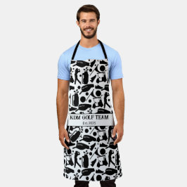 Delantal Patrón de silueta de golf clásico blanco y negro