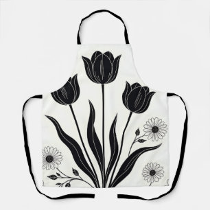 Delantal Patrón de Silueta de Tulipán Negro