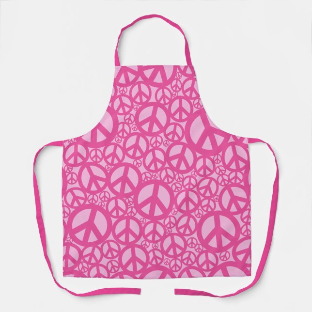 Delantal Patrón de símbolo de paz rosa (Anverso)