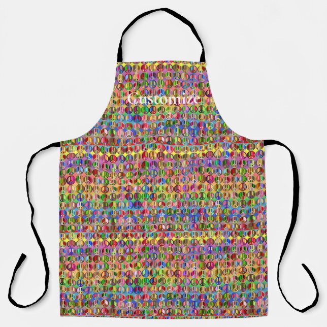 Delantal patrón de símbolos de paz multicolor (Anverso)