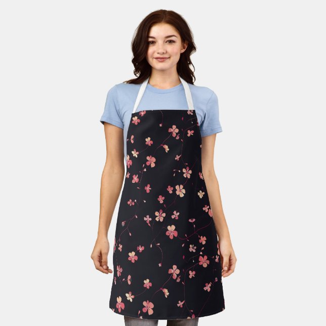 Delantal Patrón de sueño floral oscuro (Gastado)