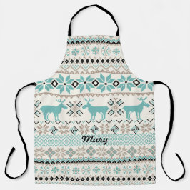 Delantal Patrón de suéter de renos y copos de nieve nórdico