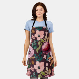 Delantal Patrón de superficie floral-Moda Color de agua col