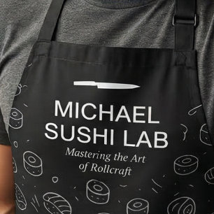 Delantal Patrón de Sushi Moderno con Nombre de Chef Único