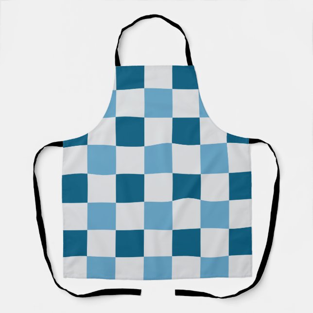 Delantal Patrón De Tablero Blanco Y Azul (Anverso)