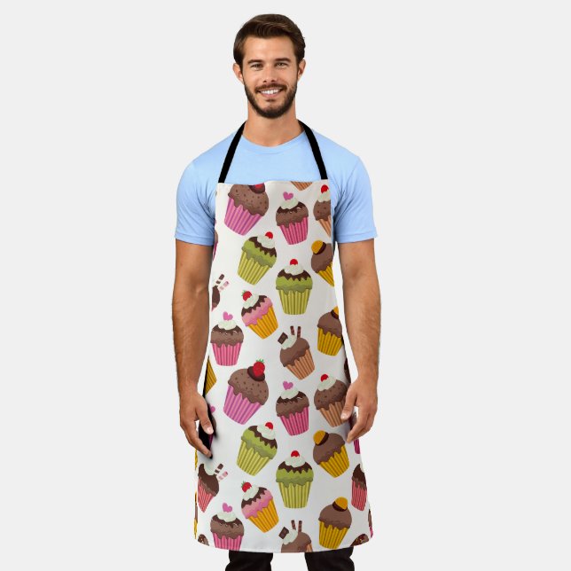 Delantal Patrón de tarta, patrón de muffin, chocolate, cora (Gastado)
