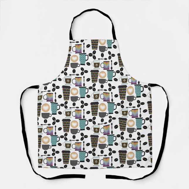 Delantal Patrón de tazas, tazas y alubias para los amantes  (Anverso)