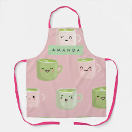 Delantal Patrón de té Pastel Kawaii Matcha personalizado