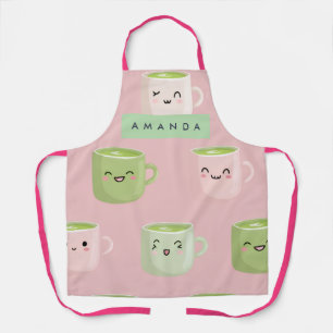 Delantal Patrón de té Pastel Kawaii Matcha personalizado