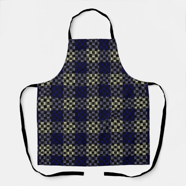 Delantal Patrón de Tejido Azul Amarillo (Anverso)