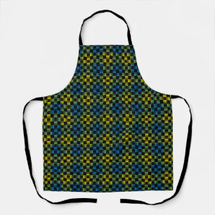 Delantal Patrón de Tejido Azul Amarillo