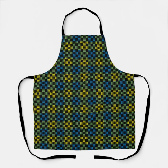 Delantal Patrón de Tejido Azul Amarillo (Anverso)