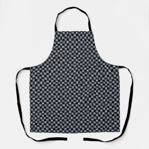 Delantal Patrón de Tejido Azul Negro