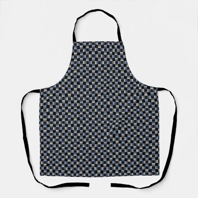 Delantal Patrón de Tejido Azul Negro (Anverso)