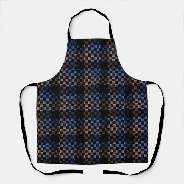 Delantal Patrón de Tejido Azul Negro (Anverso)