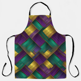 DELANTAL PATRON DE TEJIDO DE MARDI GRAS PURPURA VERDE AMARI