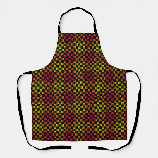 Delantal Patrón de Tejido Naranja Amarillo Rojo (Anverso)