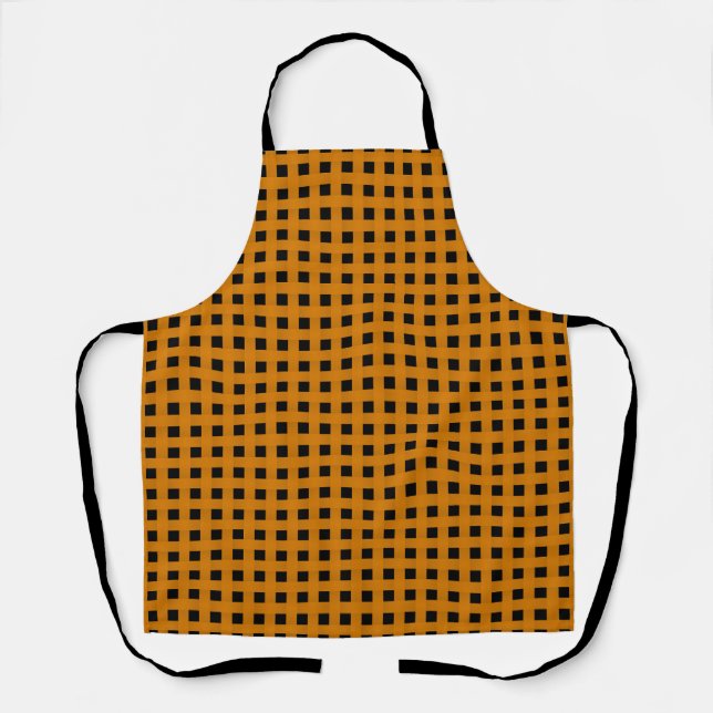 Delantal Patrón de Tejido Negro Naranja (Anverso)