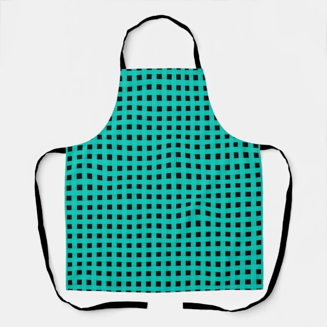 Delantal Patrón de Tejido Negro Verde (Anverso)
