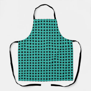 Delantal Patrón de Tejido Negro Verde Azul