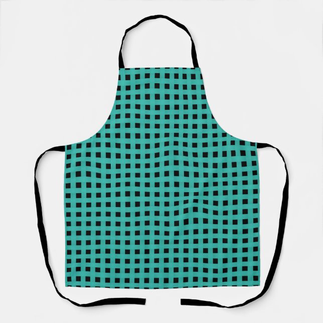 Delantal Patrón de Tejido Negro Verde Azul (Anverso)