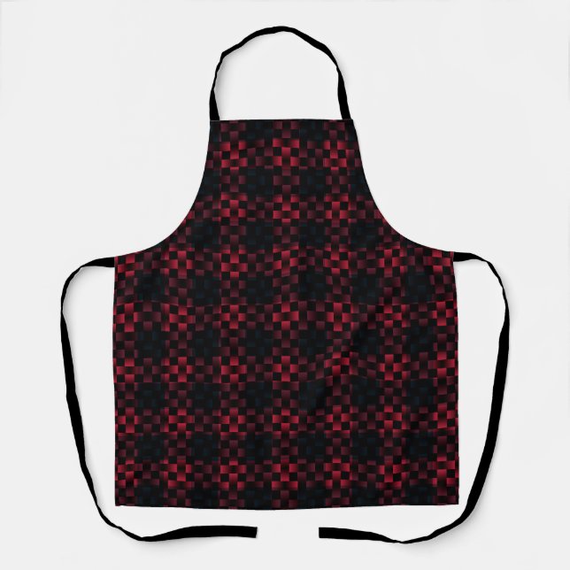 Delantal Patrón de Tejido Rojo Negro (Anverso)