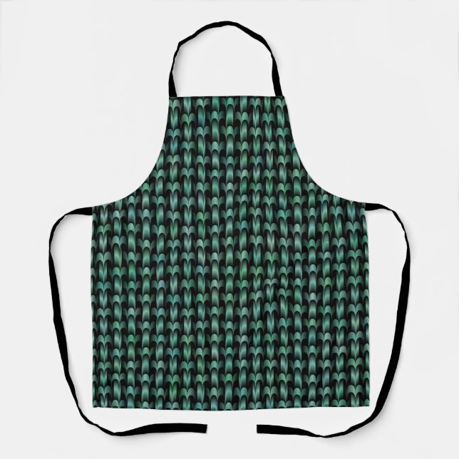 Delantal Patrón de Tejido Verde Azul (Anverso)