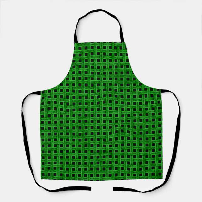 Delantal Patrón de Tejido Verde Negro (Anverso)