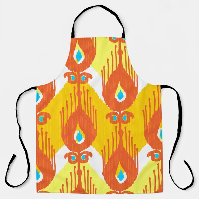 Delantal Patrón de tela de Ikat: Diseño de cosecha étnica. (Anverso)