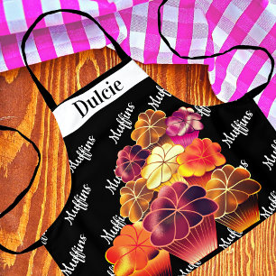 Delantal Patrón de texto deslumbrante, muffins apilados cal