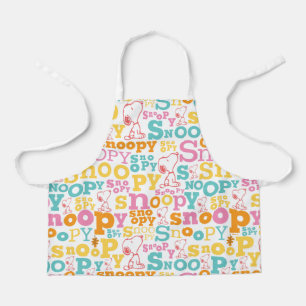 Delantal Patrón de texto Snoopy Pastel
