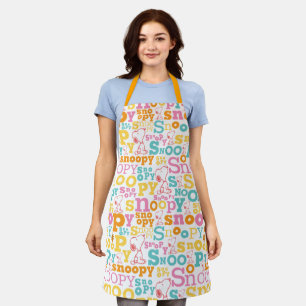 Delantal Patrón de texto Snoopy Pastel