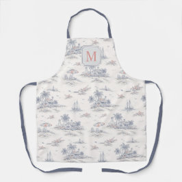 Delantal Patrón de Toile Tropical Costero Francés con Nombr