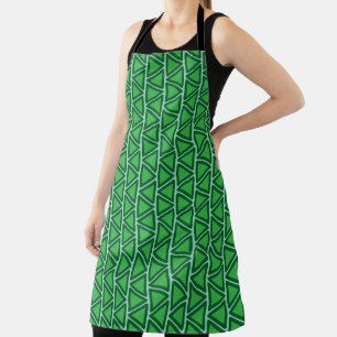 Delantal Patrón de triángulo verde de tres tonos abstracto