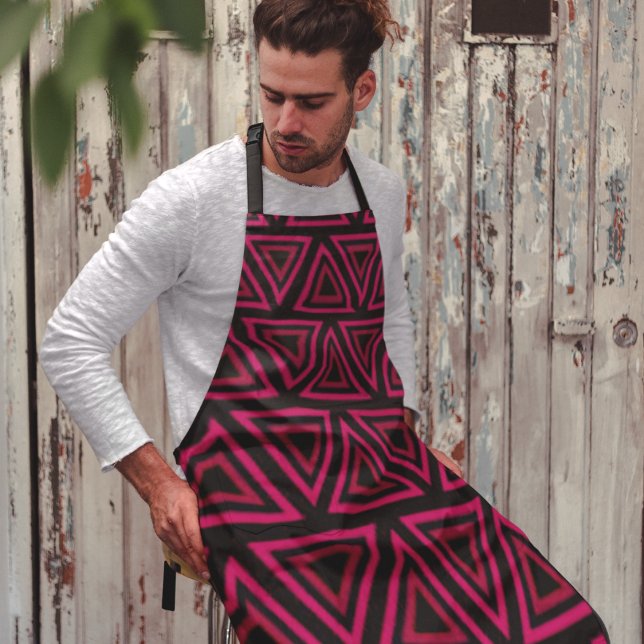 Delantal Patrón de triángulos rosados (Pink Triangle Geometric Pattern apron)