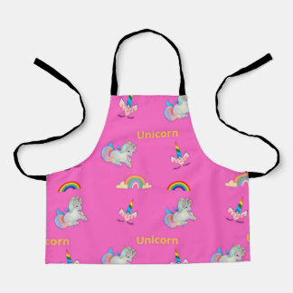 Delantal Patrón de unicornio en rosa