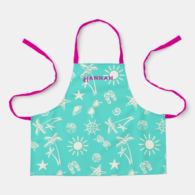 Delantal Patrón de verano Apron de niños personalizados (Anverso)